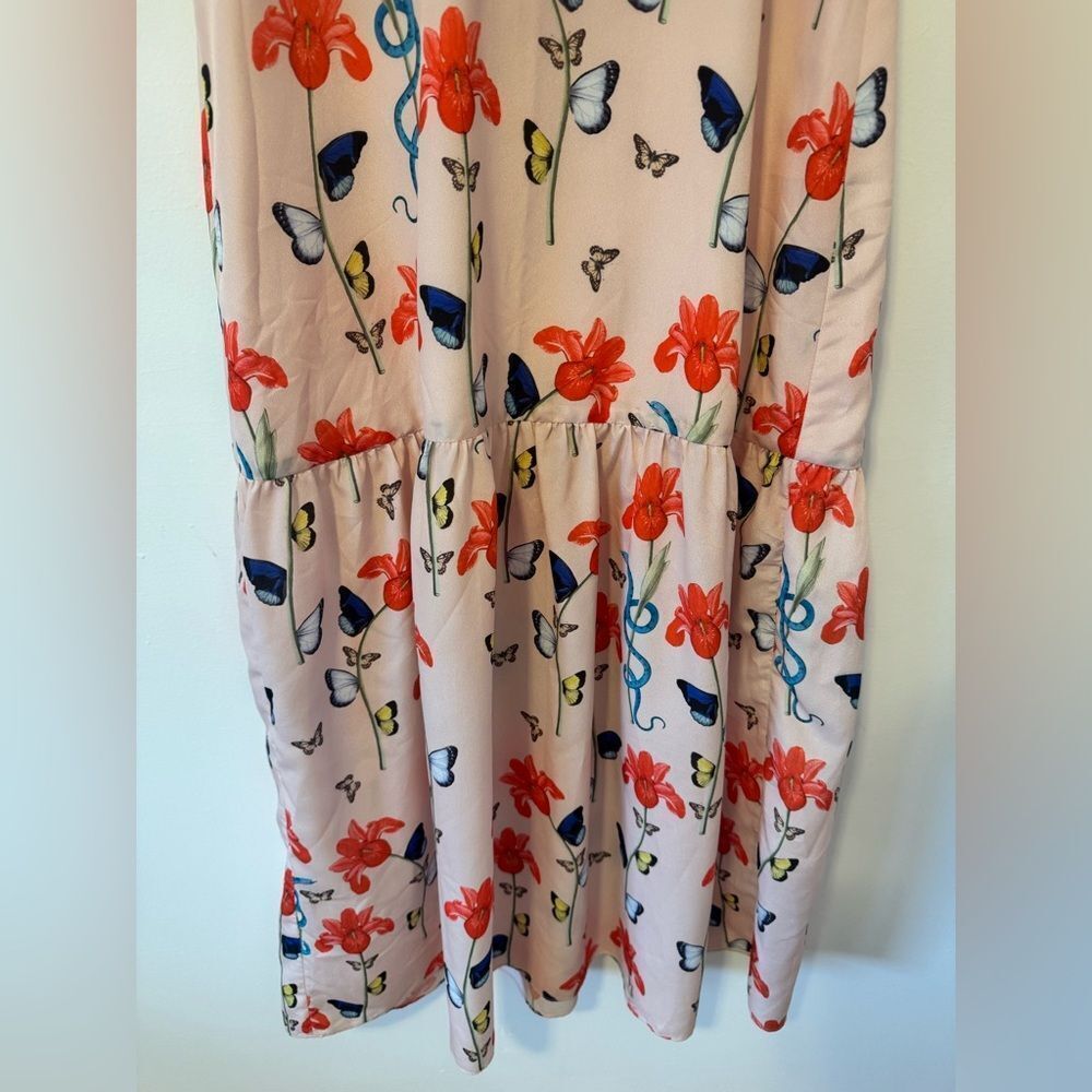 Borgo De Nor Pink Floral Midi Dress Size 6 - Picture 4 of 9